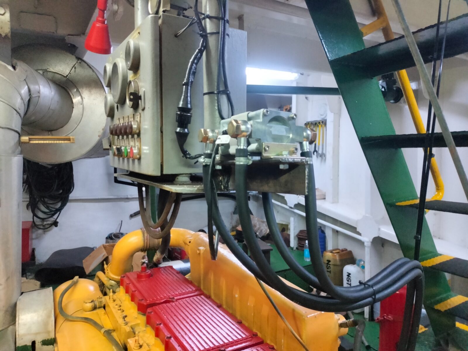 Fuel measurement equipment beside the engine control panel